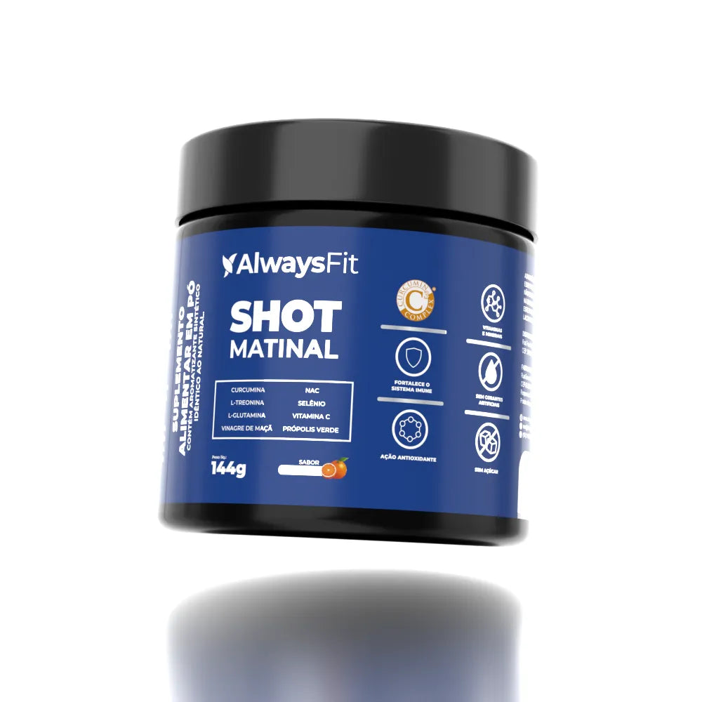 Shot Matinal Always Fit - Blend exclusivo de Curcumina, Glutamina, NAC, Vinagre de Maçã, Própolis Verde, Vit. C e +