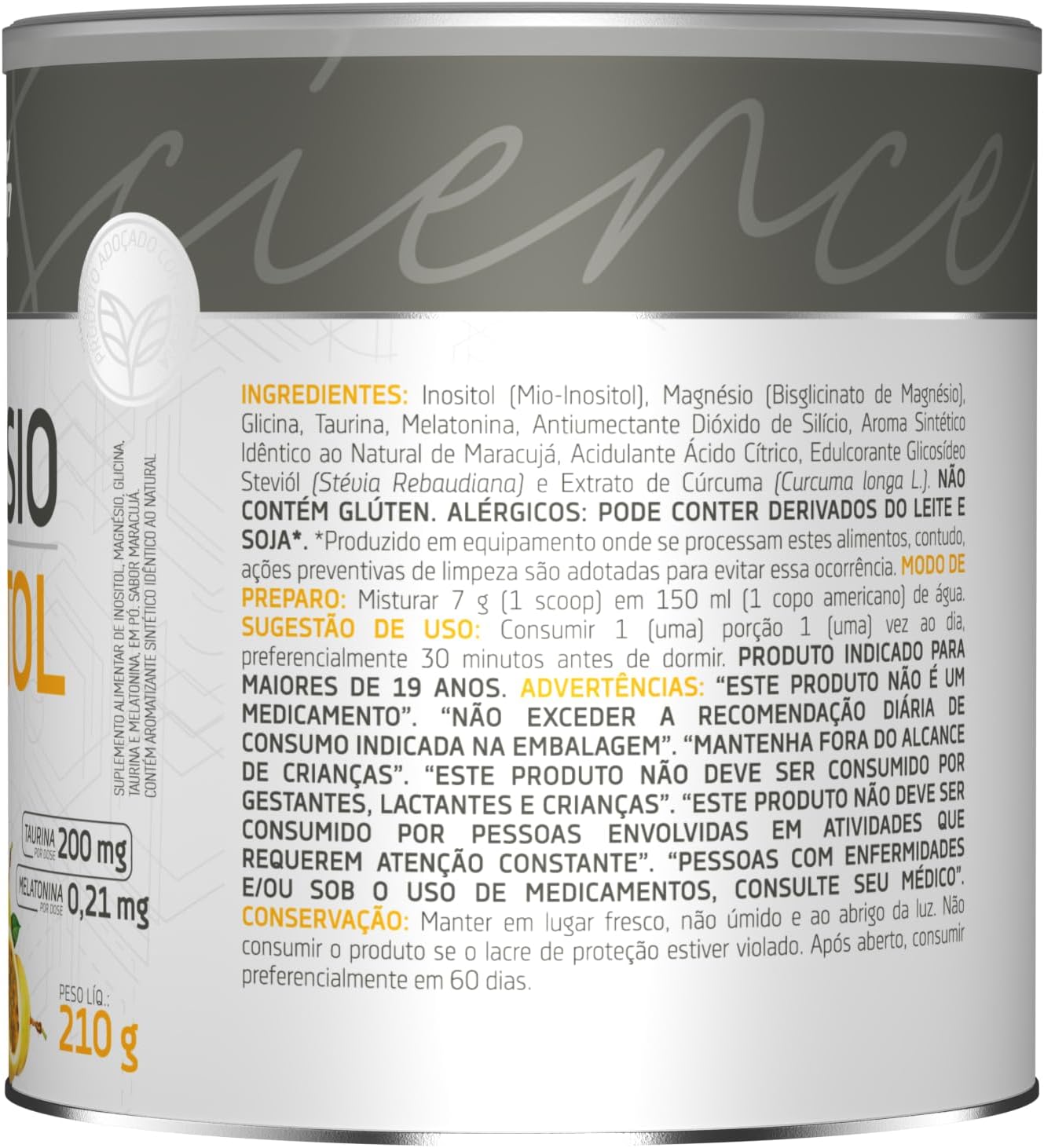 Magnésio e Inositol 210g