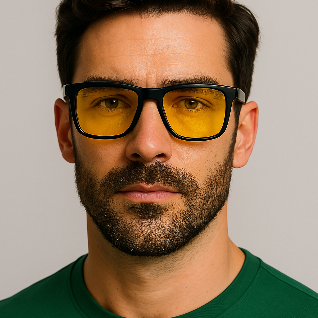 Óculos Triple Vision Pro - Bloqueador de Luz Azul com Lentes Amarela, Polarizada e Transparente Masculino