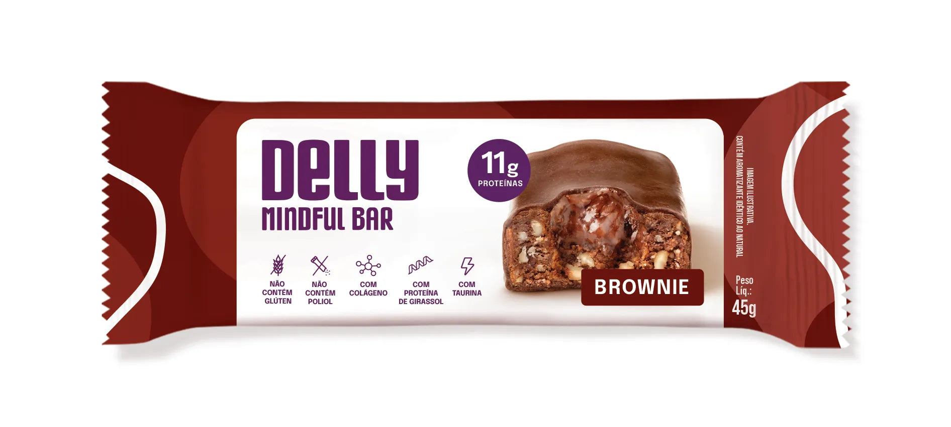 Delly Mindful Bar – Sabor Brownie com Taurina e Vitamina B12