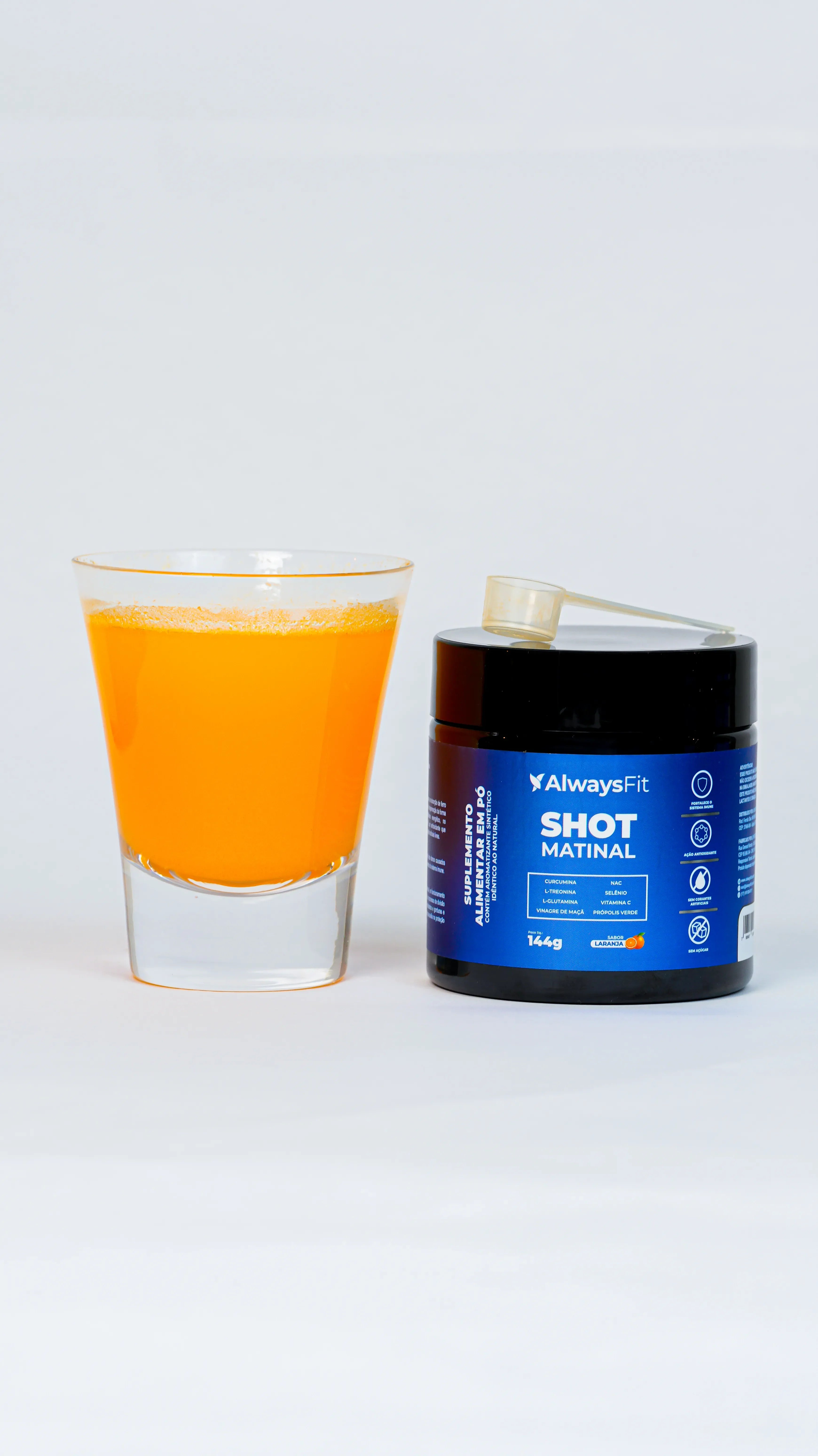 Shot Matinal Always Fit - Blend exclusivo de Curcumina, Glutamina, NAC, Vinagre de Maçã, Própolis Verde, Vit. C e +