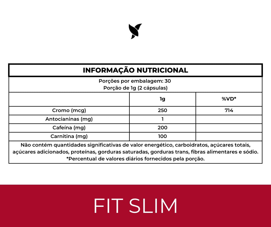 FitSlim - Laranja Moro, Cafeína, Carnitina, Psyllium, Cromo e Spirulina - 60 Cápsulas