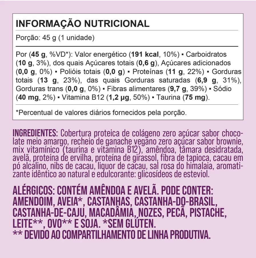 Delly Mindful Bar – Sabor Brownie com Taurina e Vitamina B12