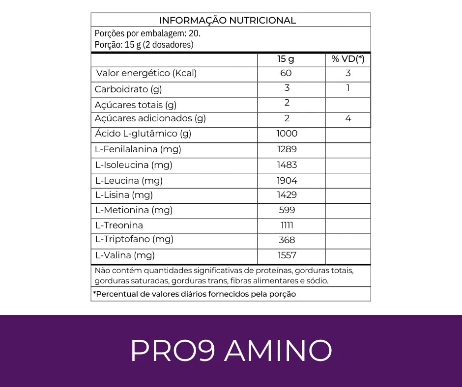 Pro9Amino – Todos Aminoácidos Essenciais + Glutamina