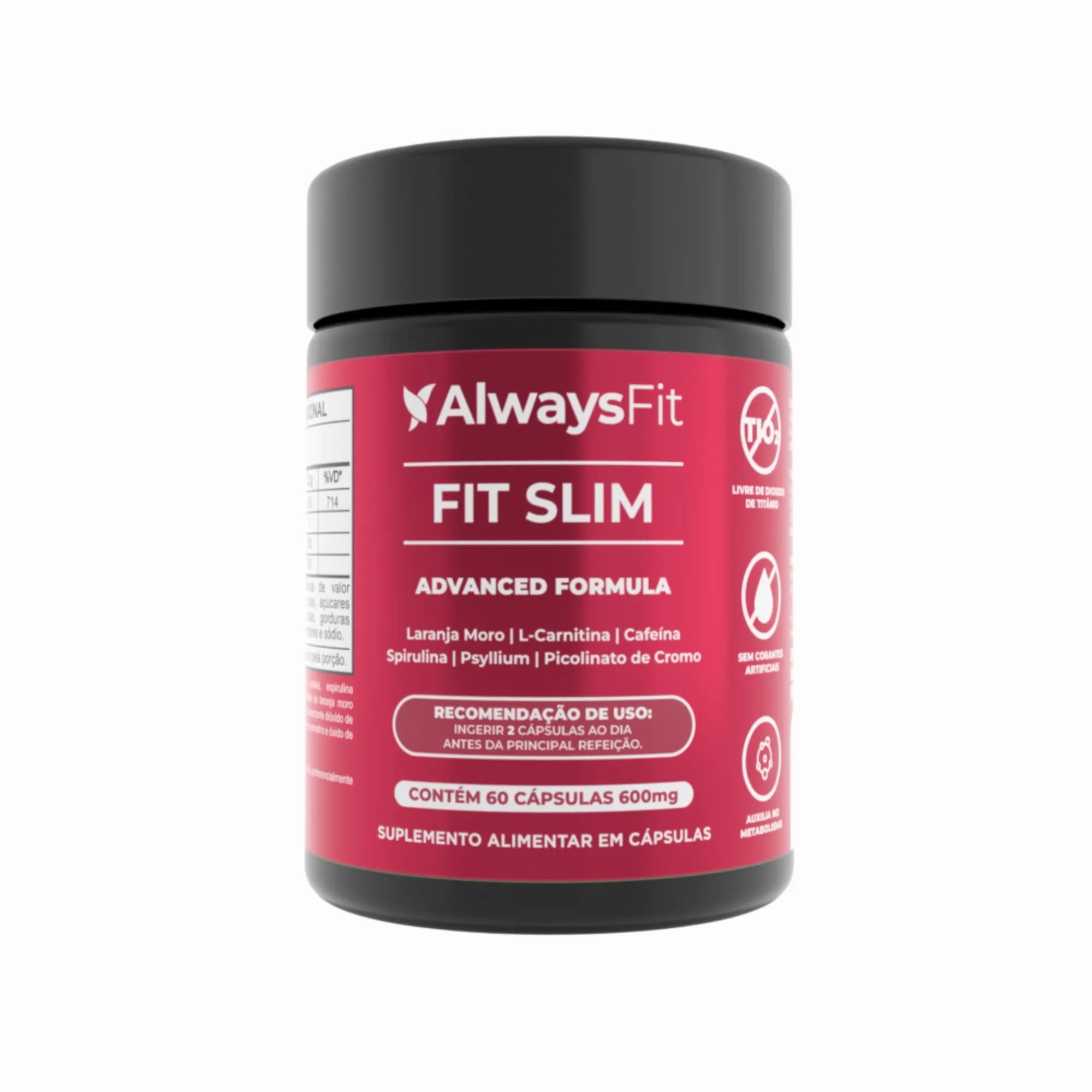 FitSlim - Laranja Moro, Cafeína, Carnitina, Psyllium, Cromo e Spirulina - 60 Cápsulas
