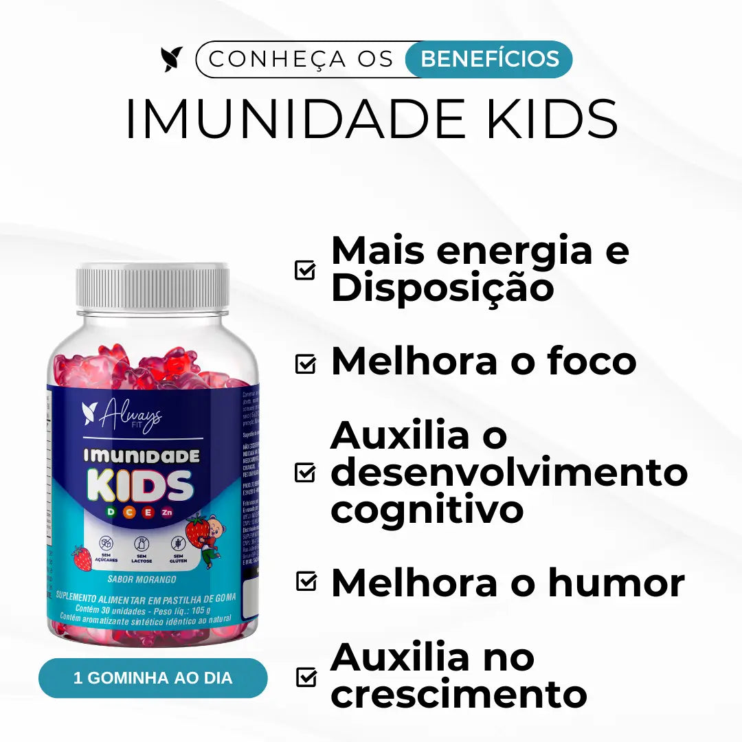 Gummy Kids - Vitamina C, Vitamina D3, Vitamina E e Zinco - 30 Gummies