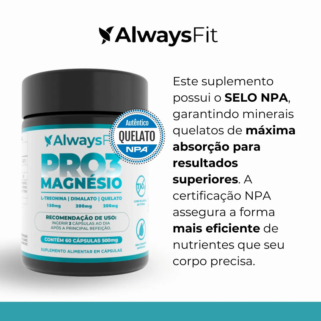 Pro3Magnésio - L-Treonina, Quelato e Dimalato - 60 Cápsulas