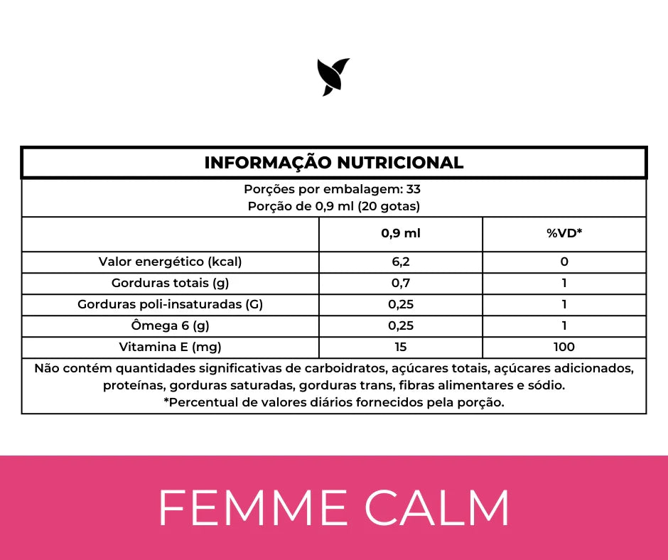 FemmeCalm - Óleos de Prímula, Borragem, Linhaça e Vitamina E