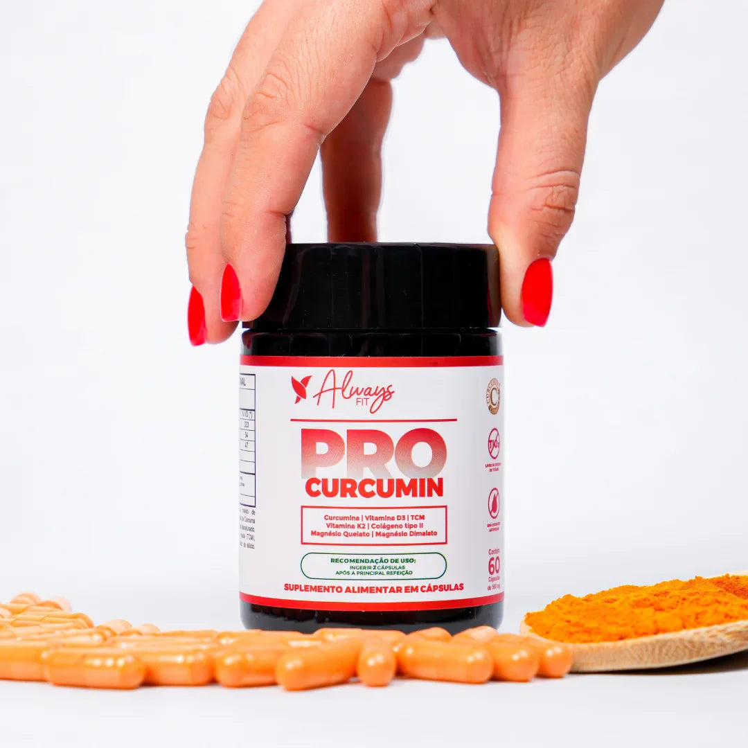 ProCurcumin C3 Complex® - Curcumina (Cúrcuma), Vitamina D3, K2, Magnésio, Colágeno Tipo 2 e TCM - 60 Cápsulas
