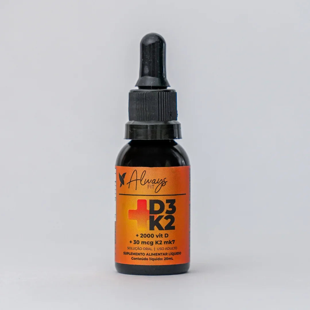 Vitamina D3+K2 (MK-7) em Gotas - 2000 UI D3 e 30 mcg K2 por Dose - 20ml